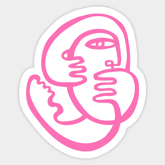 Think Back Pink Sticker by ceciliawaxberg